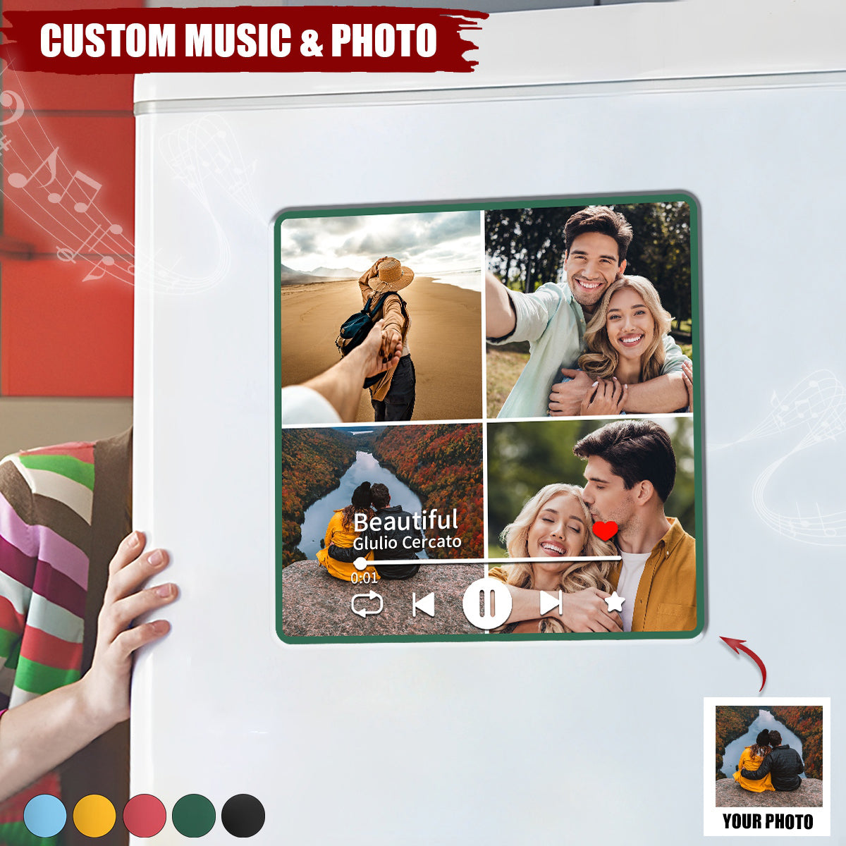 Family Photo Album Personalized Music Fridge Magnet