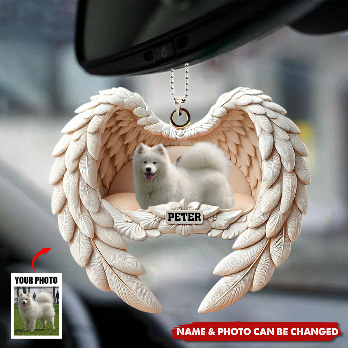 Angel Wings Pet Memorial - Personalized Custom Car Ornament
