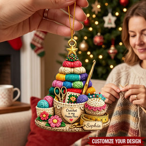 Personalized Acrylic Ornament - Crochet Is My Happy Place