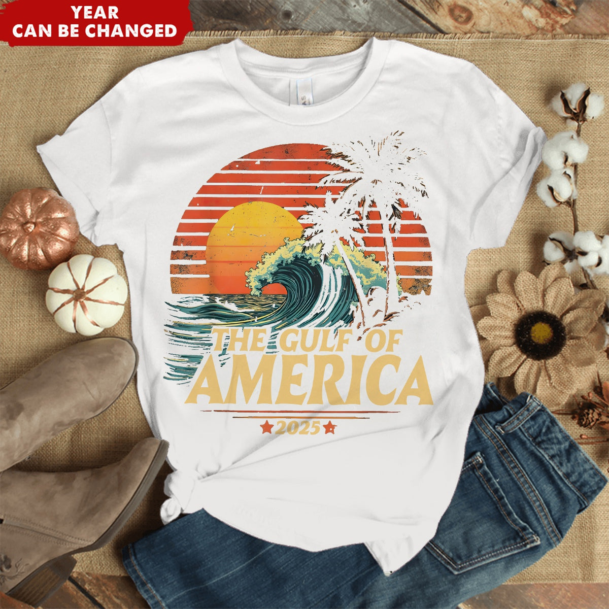 Gulf Of America Est. 2025 Gulf of Mexico American Flag Personalized T-Shirt