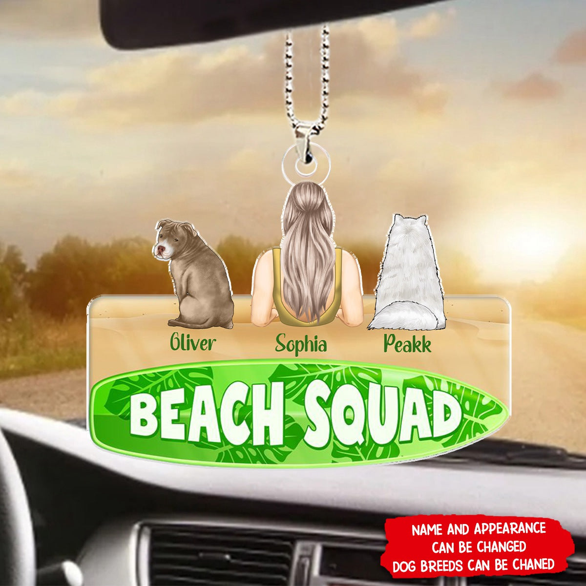 Beach Squad - Gift For Dog Dad, Mom - Personalized Acrylic Car Ornament