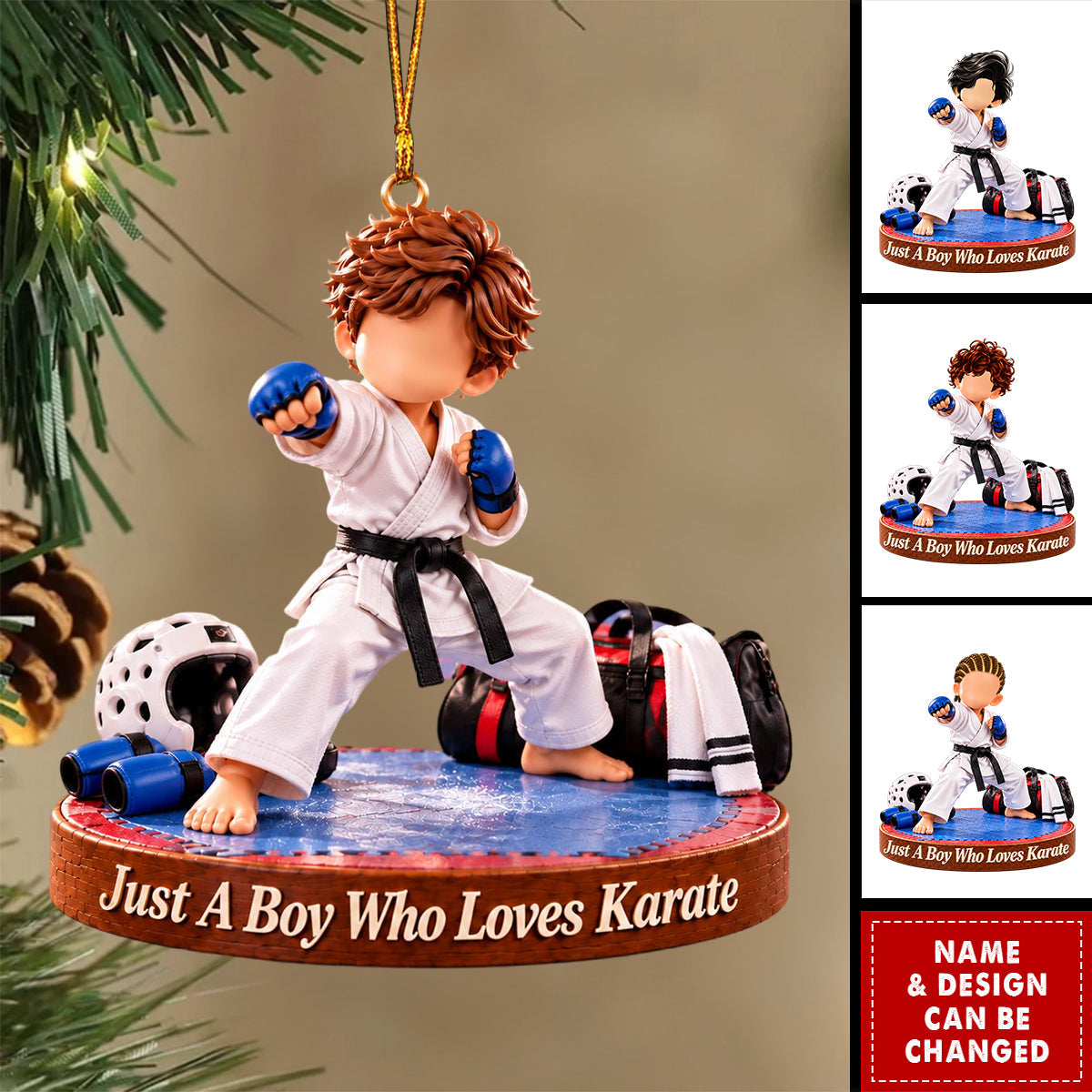 Karate Boy Acrylic Ornament, Christmas Ornament For Karate Enthusiast