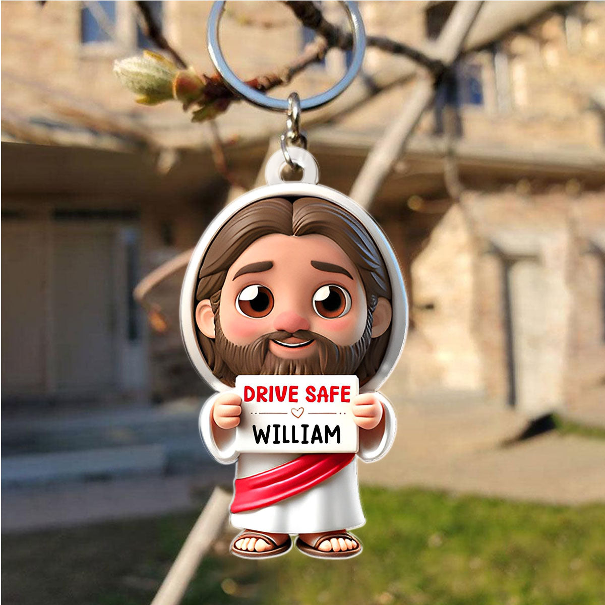 Jesus Drive Safe - Personalized Customized Acrylic Keychain - Gift For Family Members, Friends, Siblings, Loved One