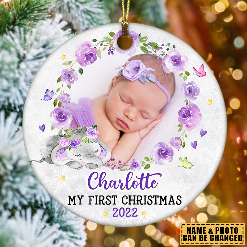 Baby's First Christmas Elephant Circle Ornament, The Best Gift For You