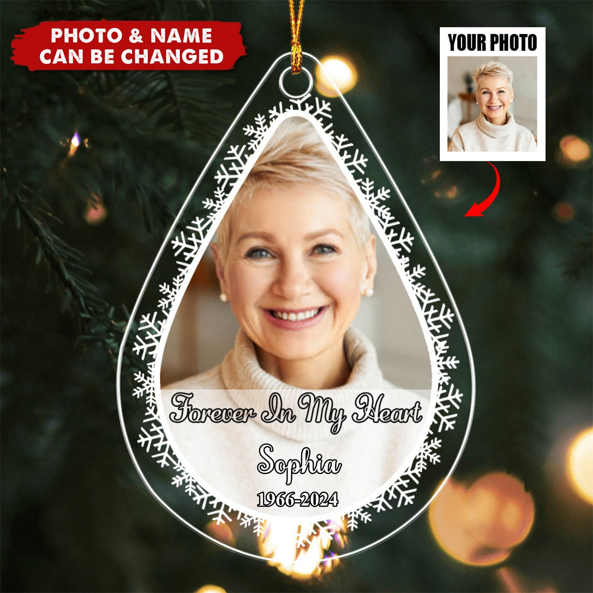 Custom Photo In Loving Memory - Personalized  Acrylic Ornament
