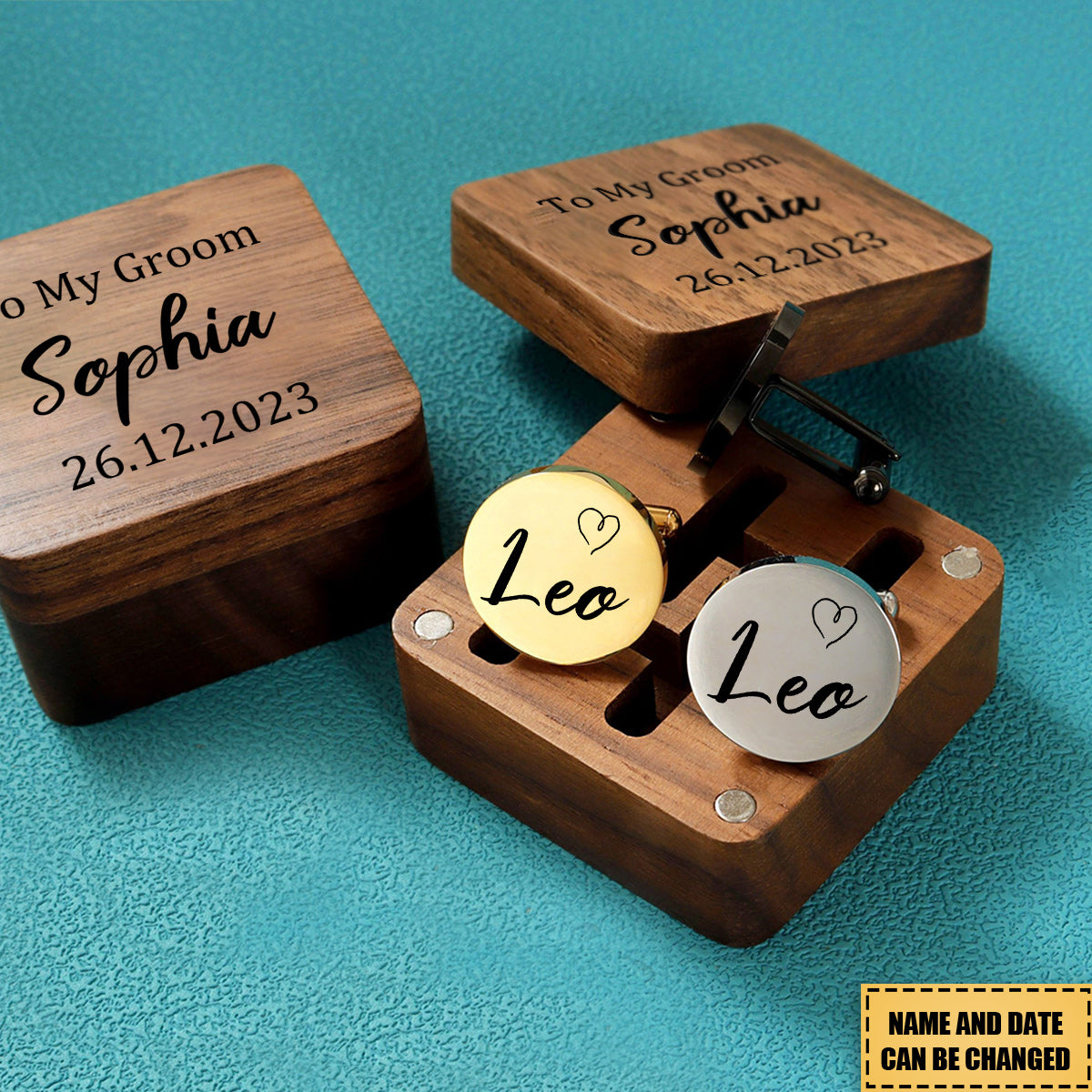 To My Groom - Personalized Initial Cufflinks - Gift for Him