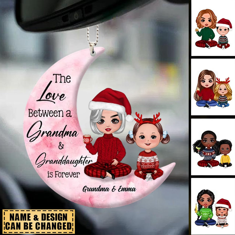 Grandma And Granddaughter On The Moon Car Ornament
