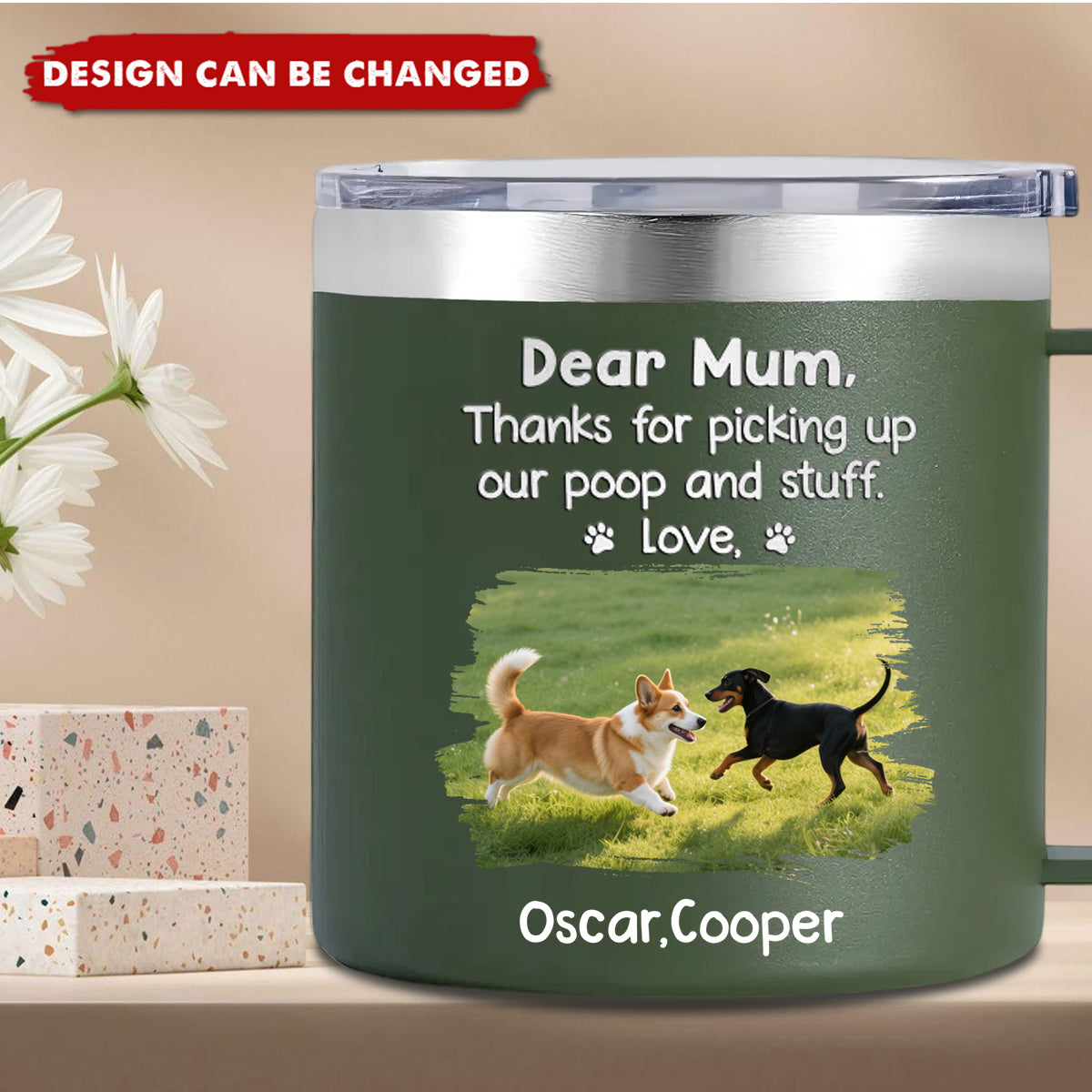 Custom Photo - Dog & Cat Personalized Custom Stainless Steel Tumbler With Handle - Gift For Pet Owners, Pet Lovers