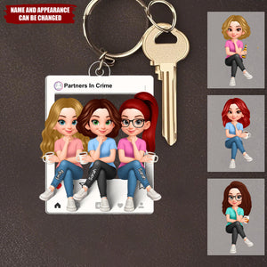 Besties Sisters Social Network Frame - Personalized Acrylic Keychain