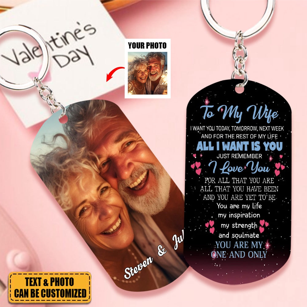 You Are My One And Only - Personalized Photo Stainless Steel  Keychain, Valentine's Day Gift Idea For Wife From Husband