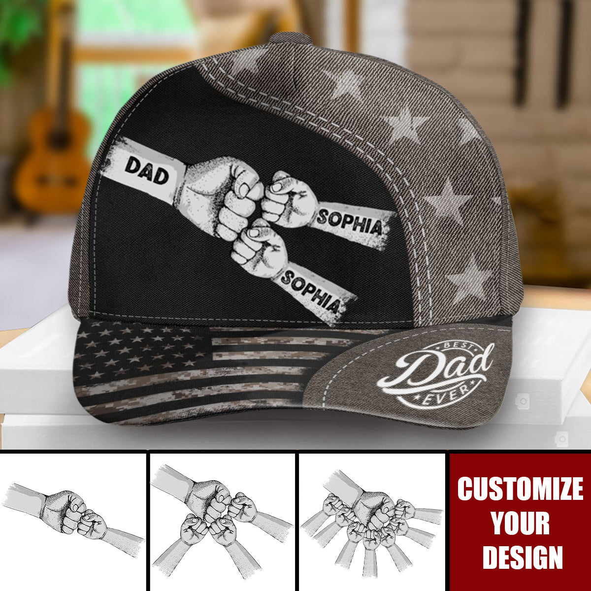 Fist Bump Daddy Grandpa - Personalized Classic Cap