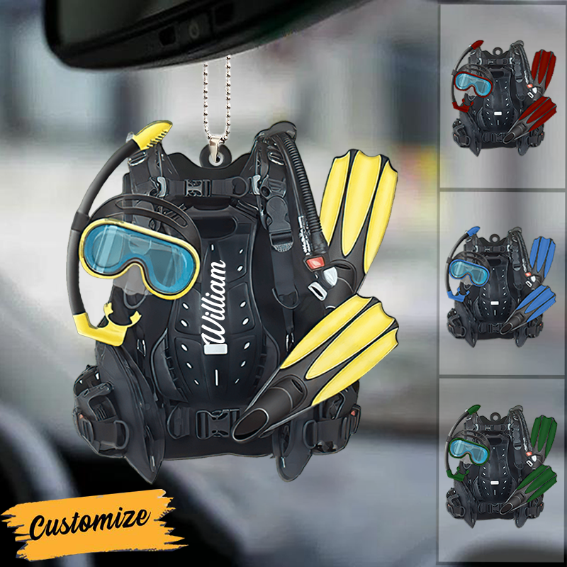Personalized Scuba Diving Set Acrylic Ornament, Gift For Diving Lovers, Divers