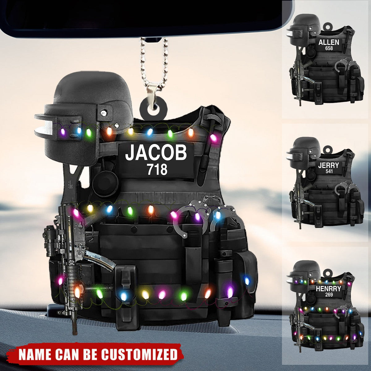 Police Bulletproof Gun 2 Sided Personalized Ornament