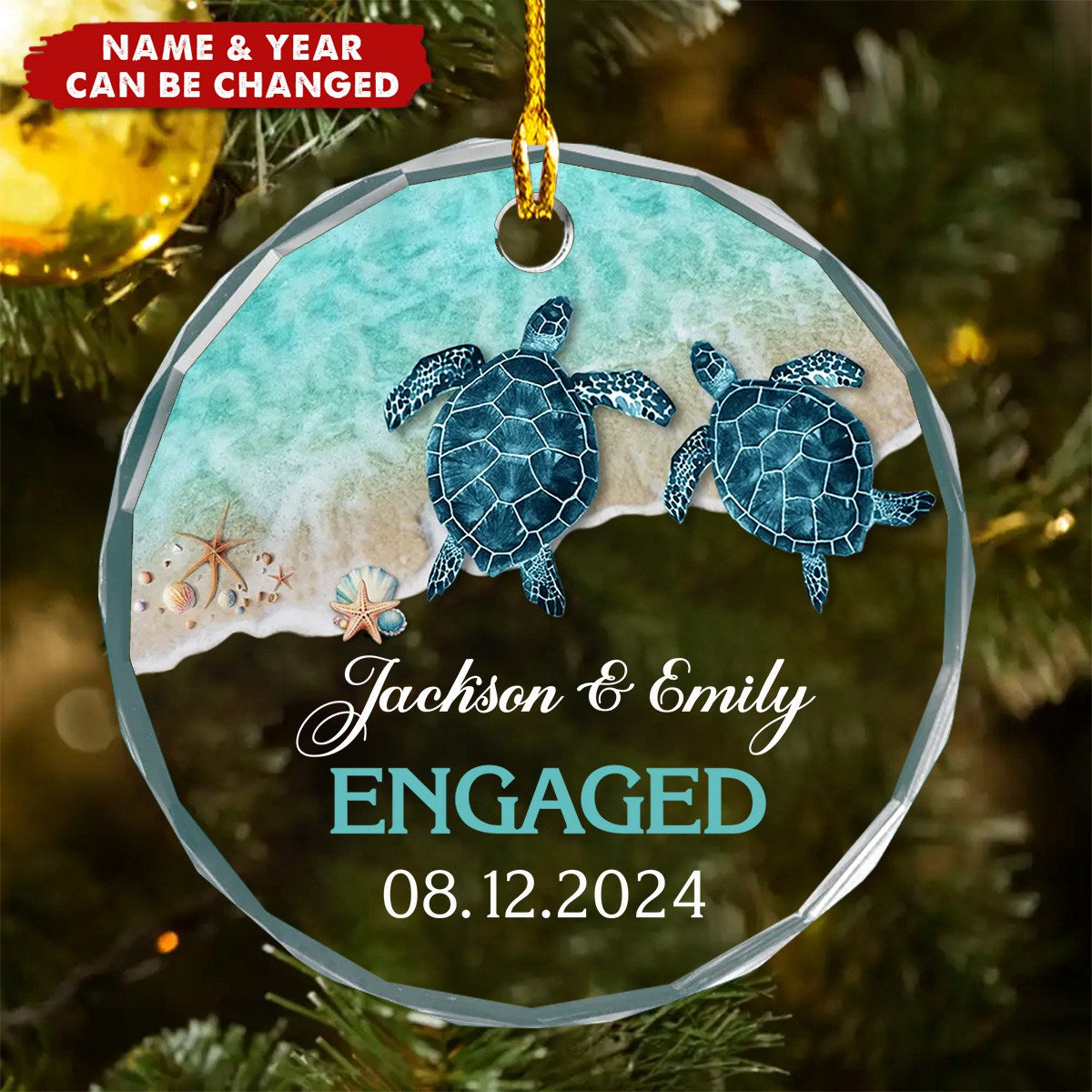 Lovely Beach Gift For Couple Personalized Glass Ornament Home Decoration