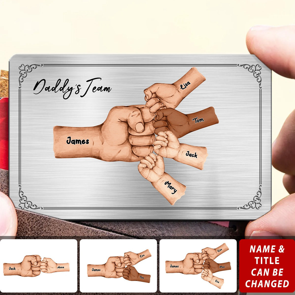 Daddy's Team - Personalized Father Wallet Insert Card