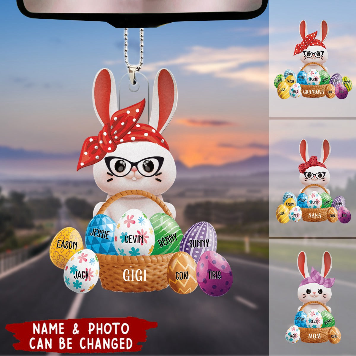 Custom Title Grandma Nana With Kids Names - Personalized Car Ornament
