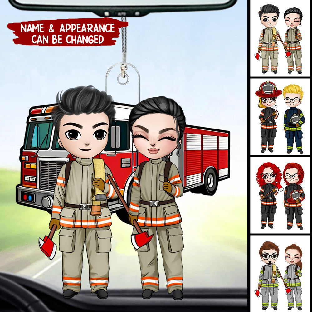 Personalized Firefighter Car Ornament - Gift For Couples