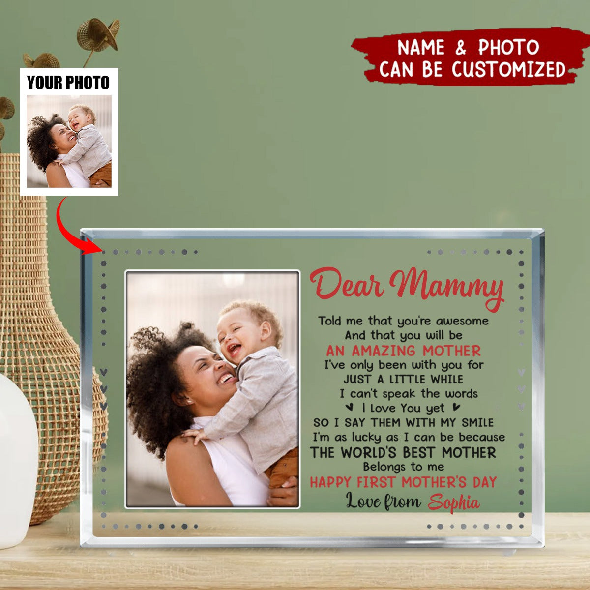 Custom Photo The World's Best Mother - Family Personalized Acrylic Plaque