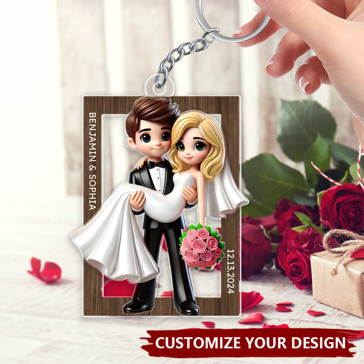 Mr Mrs Married Couple - Personalized 2-Layered Acrylic Keychain