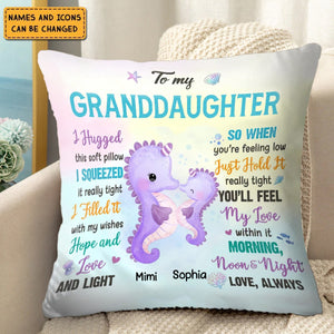 Personalized Granddaughter Gift Cute Seahorse Ocean Pillow