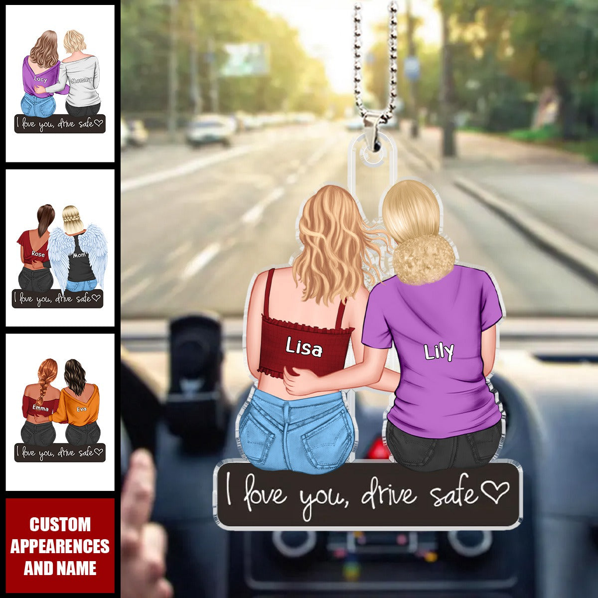 I Love You, My Darling - Family Personalized Car Ornament - Acrylic Custom Shaped - Gift For Mom, Daughter