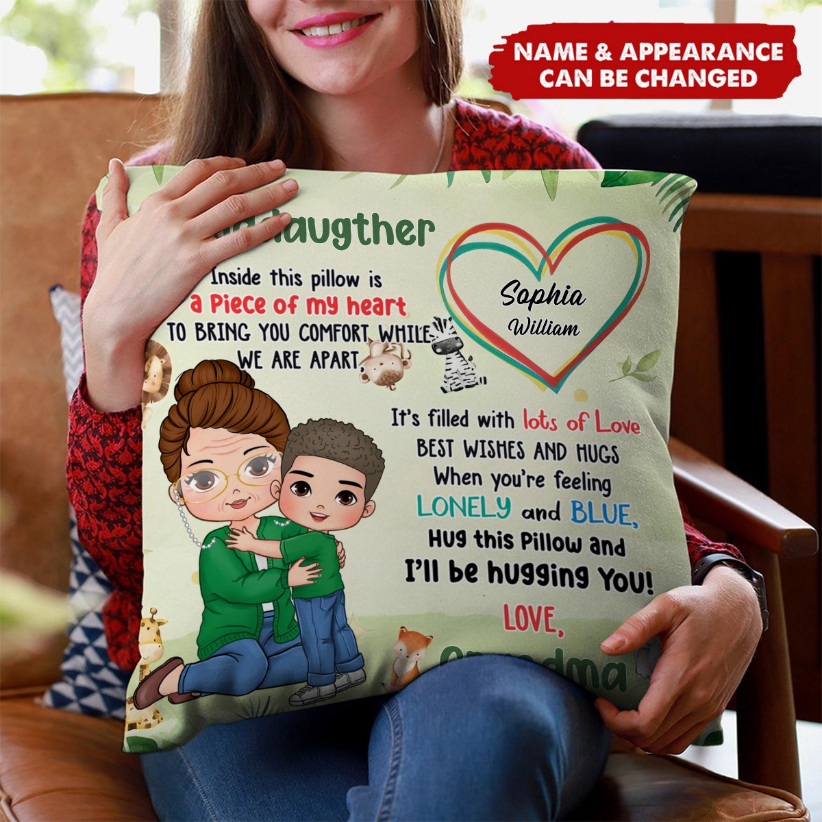 Personalized Gift For Granddaughter Hug This Pillow