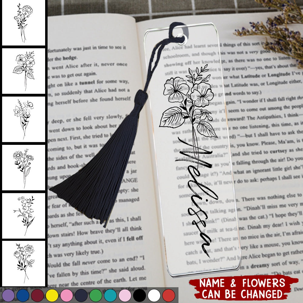 Birth Flower Bookmark, Bookmark Gift, Name Bookmark, Aesthetic Bookmark with Tassel - Personalized Floral Bookmark for Women