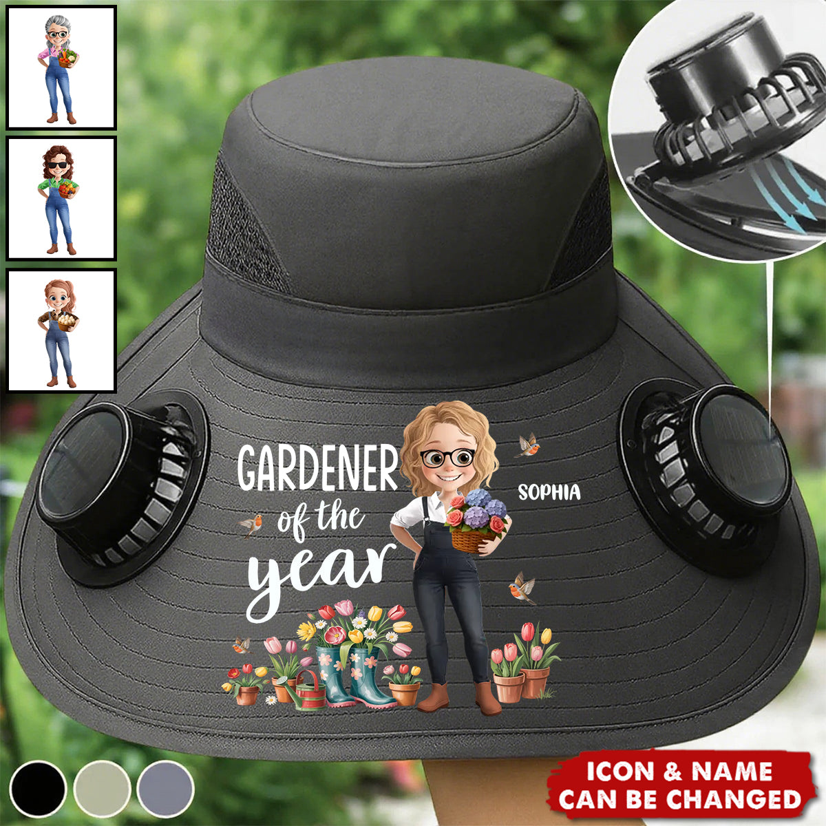 Custom Hat With Fans Solar Power - Personalized Garden Gifts For Gardeners - Plant Dreams, Grow Joy