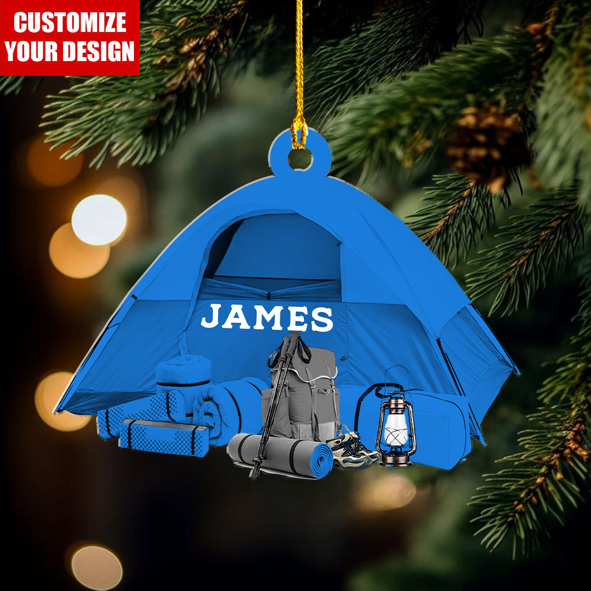 Camping Tent - Personalized Acrylic Christmas Ornament, Gift For Camper