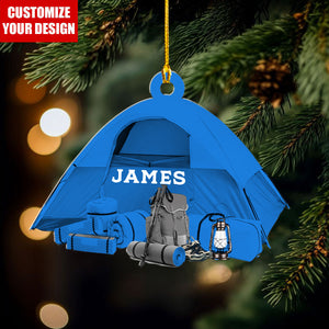 Camping Tent - Personalized Acrylic Christmas Ornament, Gift For Camper
