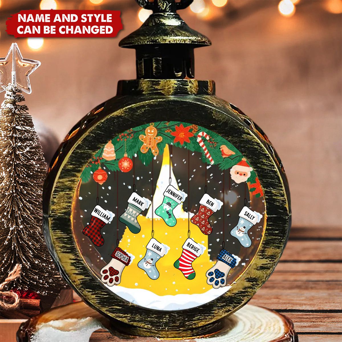Lovely Stockings Hanging - Personalized Custom Christmas Lantern