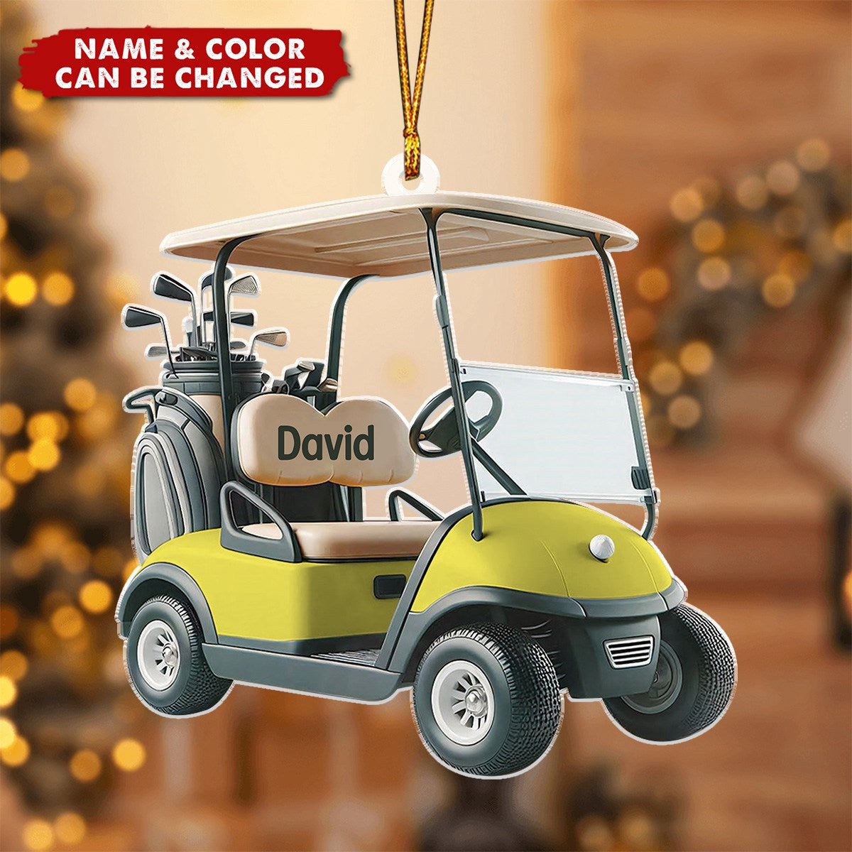 Personalized Golf Cart Christmas Acrylic Ornament, Gift For Golf Lover, Tree Decor Xmas
