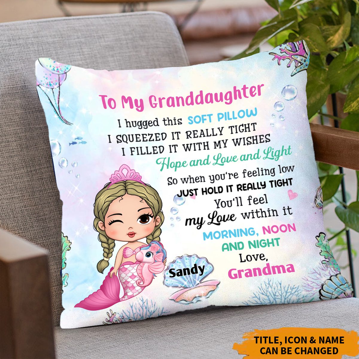 To My Daughter Granddaughter Mermaid Pillow
