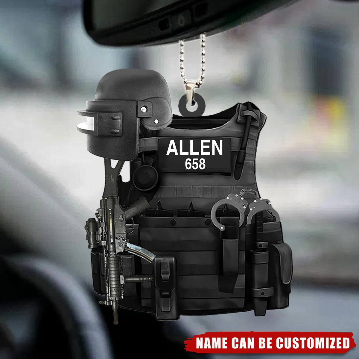 Police Bulletproof Gun 2 Sided Personalized Ornament