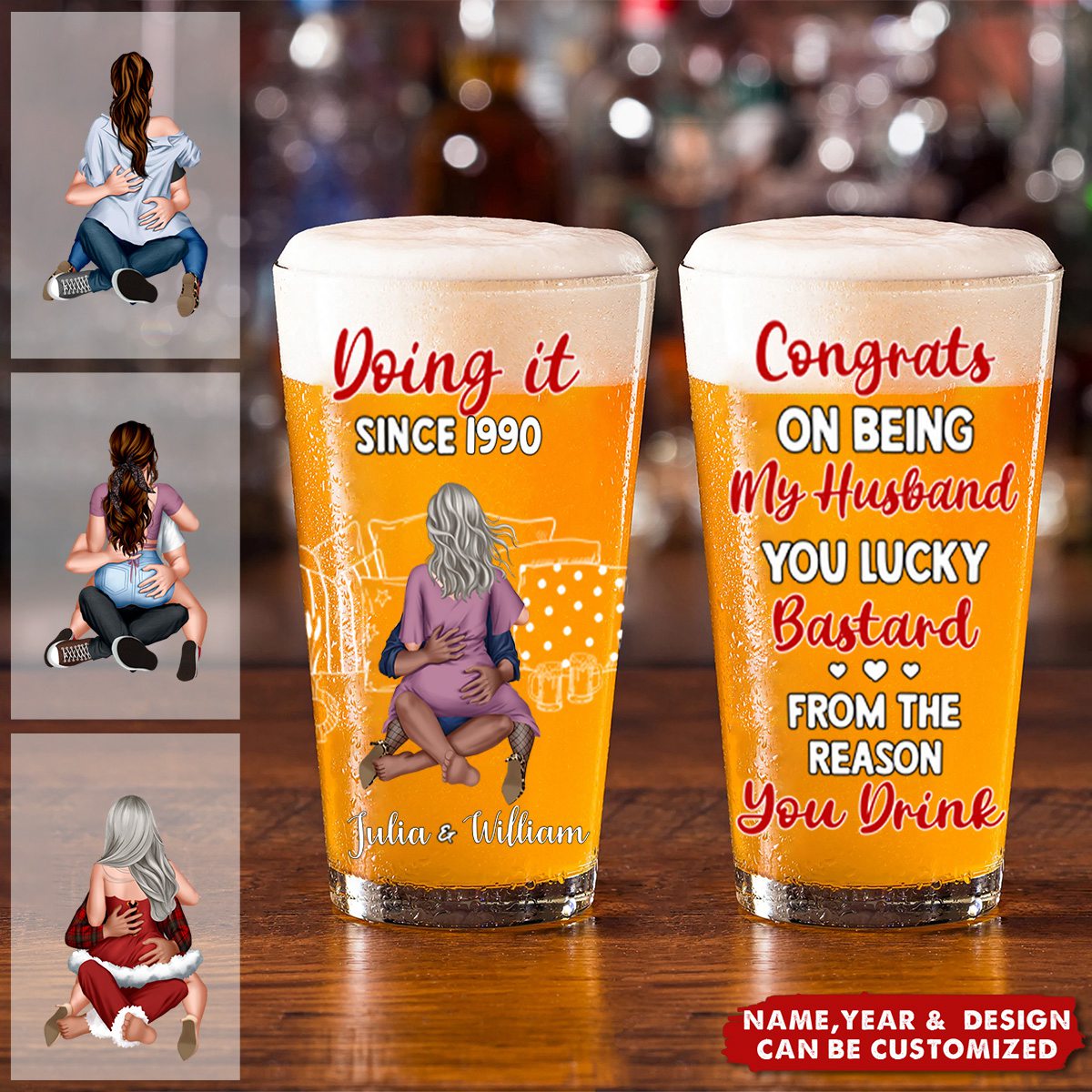 From The Reason You Drink - Personalized Couple Beer Glass