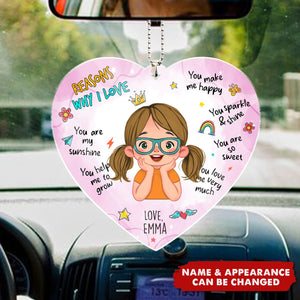 Gift For Mom Reasons Why I Love Mommy Transparent Personalized Acrylic Car Ornament