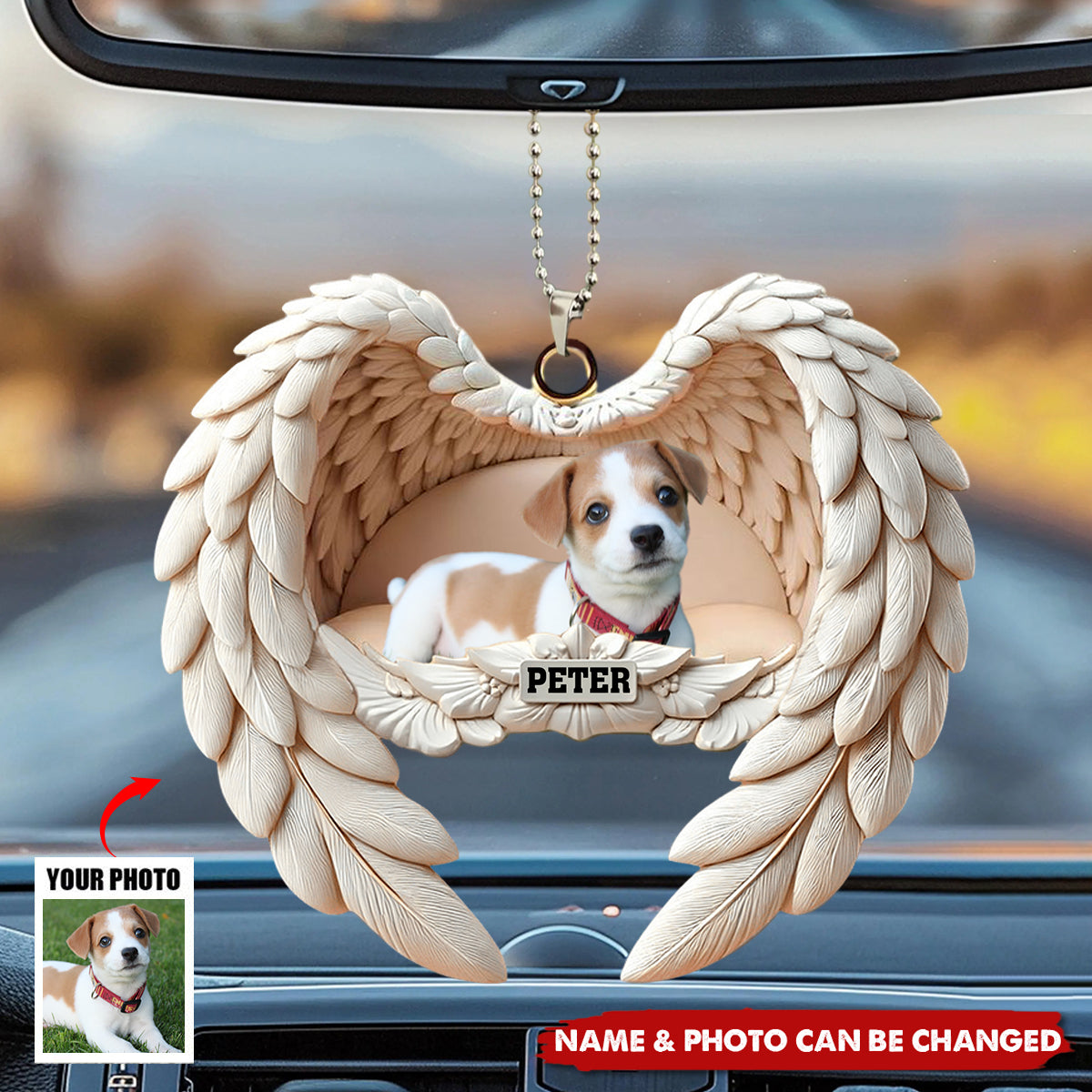 Angel Wings Pet Memorial - Personalized Custom Car Ornament
