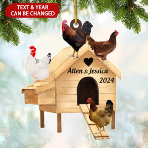 Chicken Coop Farm Personalized Christmas Ornament, Farmhouse Decor