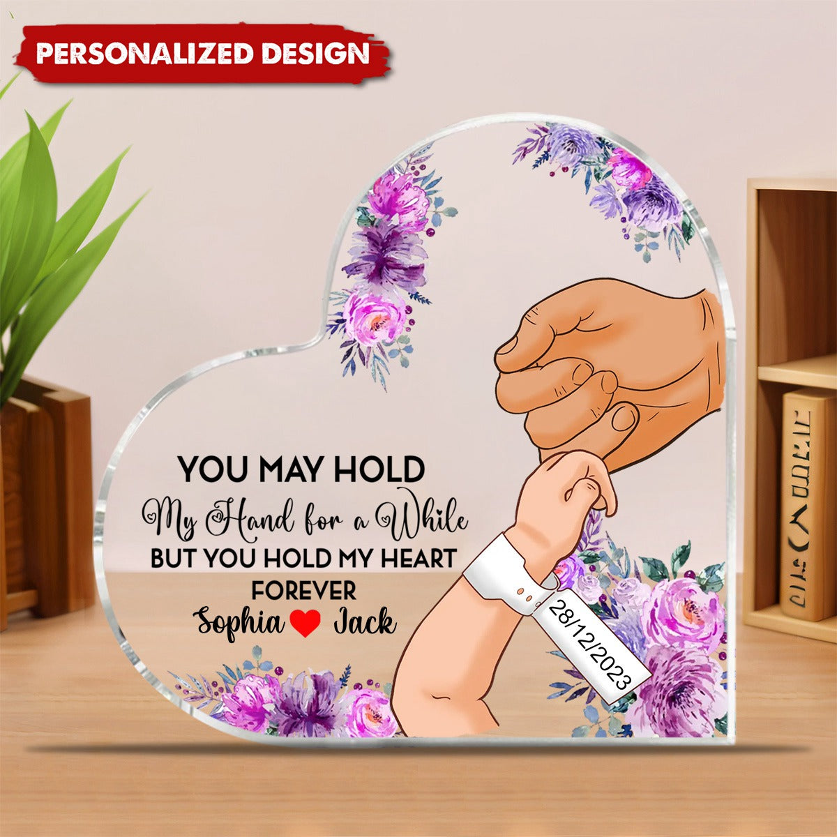 Our First Mother's Day - Personalized Heart-Shaped Acrylic Plaque