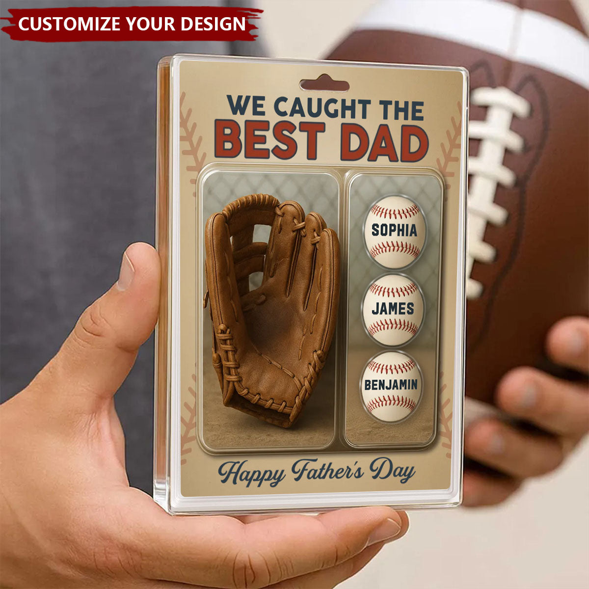 We Caught The Best Dad Grandpa Baseball & Glove - Personalized Acrylic Block Plaque