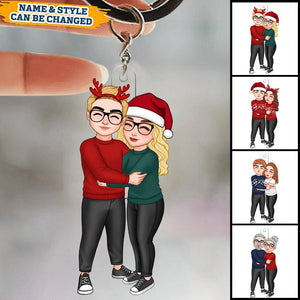 Couple Hugging Christmas Gift For Her Gift For Her Anniversary Keepsake Personalized Keychain