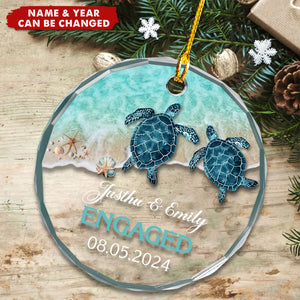 Lovely Beach Gift For Couple Personalized Glass Ornament Home Decoration