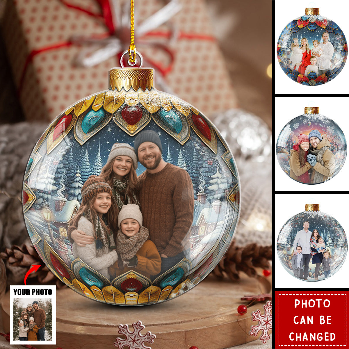 Custom Photo Family Christmas Bauble - Acrylic Ornament - Christmas Gift For Familly