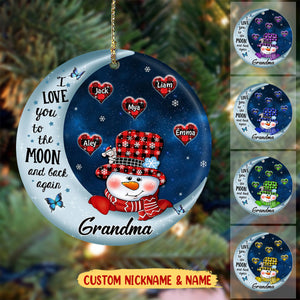 Personalized Grandma Snowman Christmas Ornament I Love You To The Moon And Back