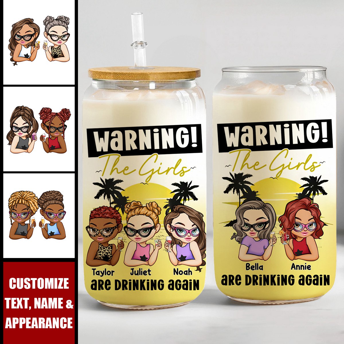 Warning The Girls Are Drinking Again Y2K Style - Personalized Clear Glass Cup