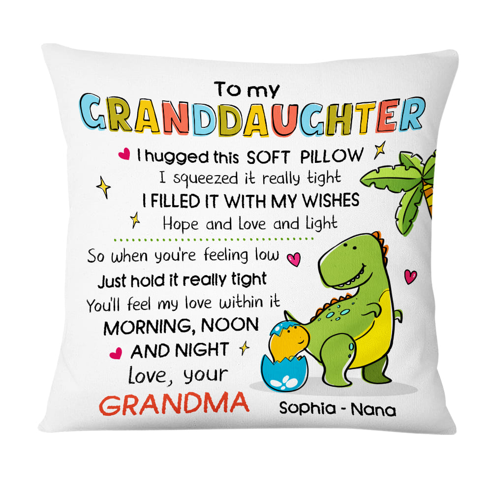 Granddaughter Grandson Hug This Dinosaur Drawing Pillow