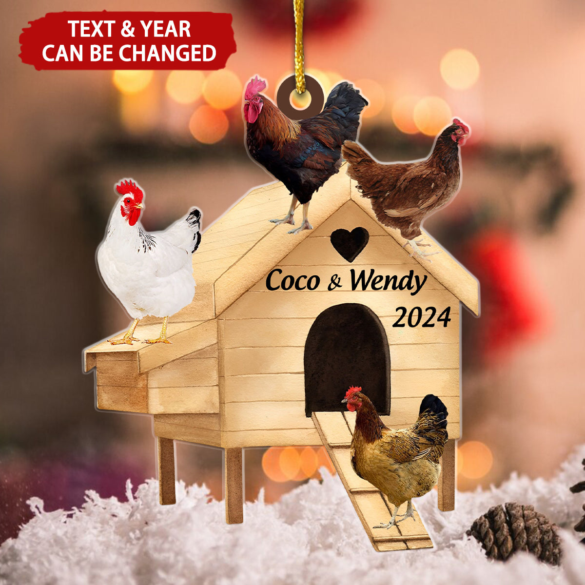 Chicken Coop Farm Personalized Christmas Ornament, Farmhouse Decor