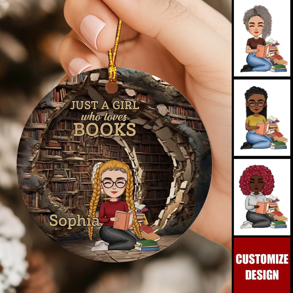 Books Are The Treasured Wealth Of The World - Personalized Ceramic Ornament - Christmas Gift For Book Lovers