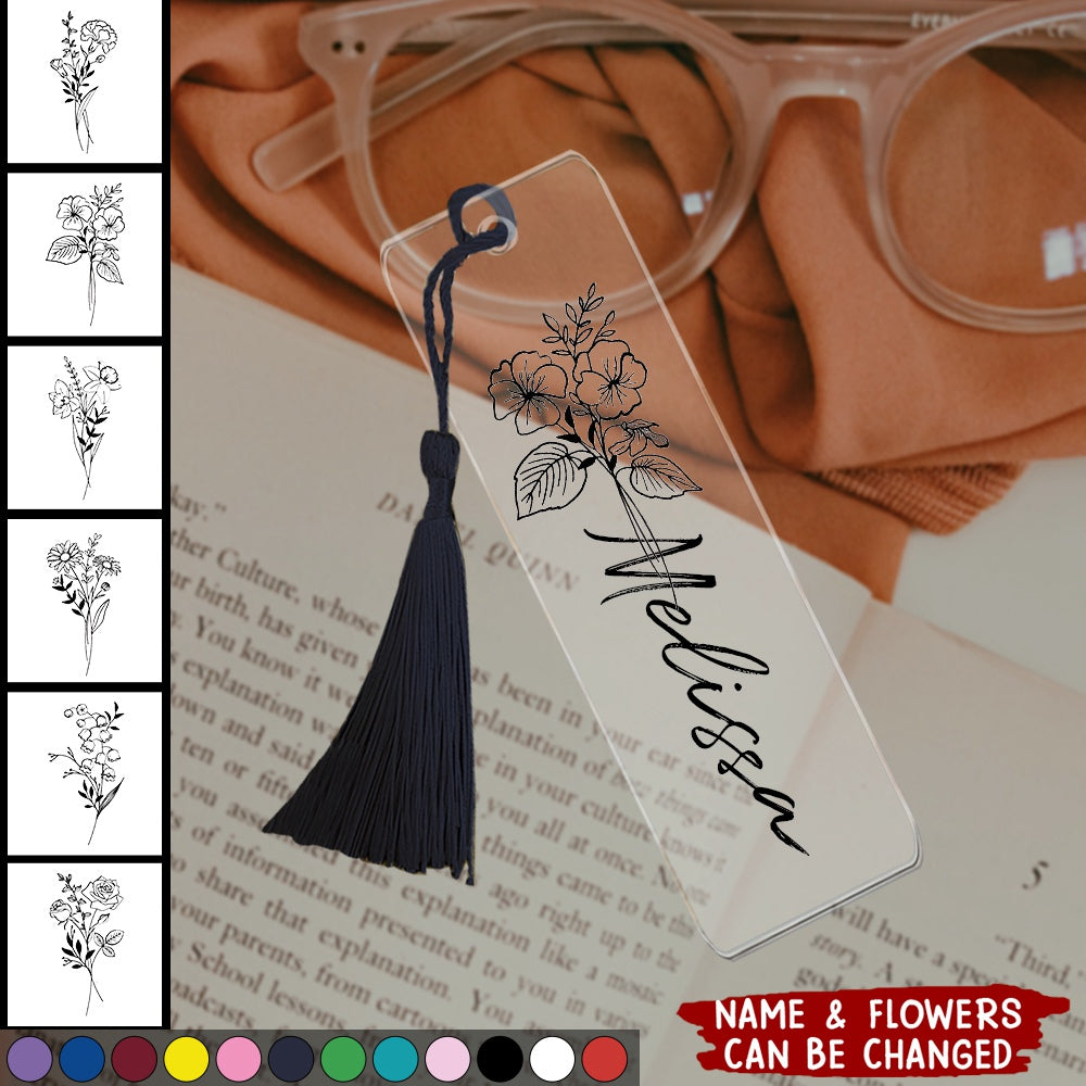 Birth Flower Bookmark, Bookmark Gift, Name Bookmark, Aesthetic Bookmark with Tassel - Personalized Floral Bookmark for Women