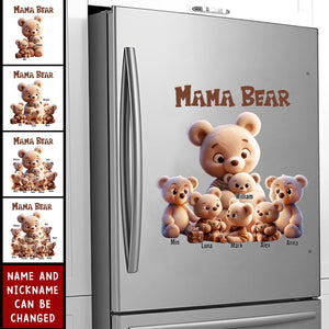 Cute Nana Bear With Little Bear Kids - Personalized Decal Sticker